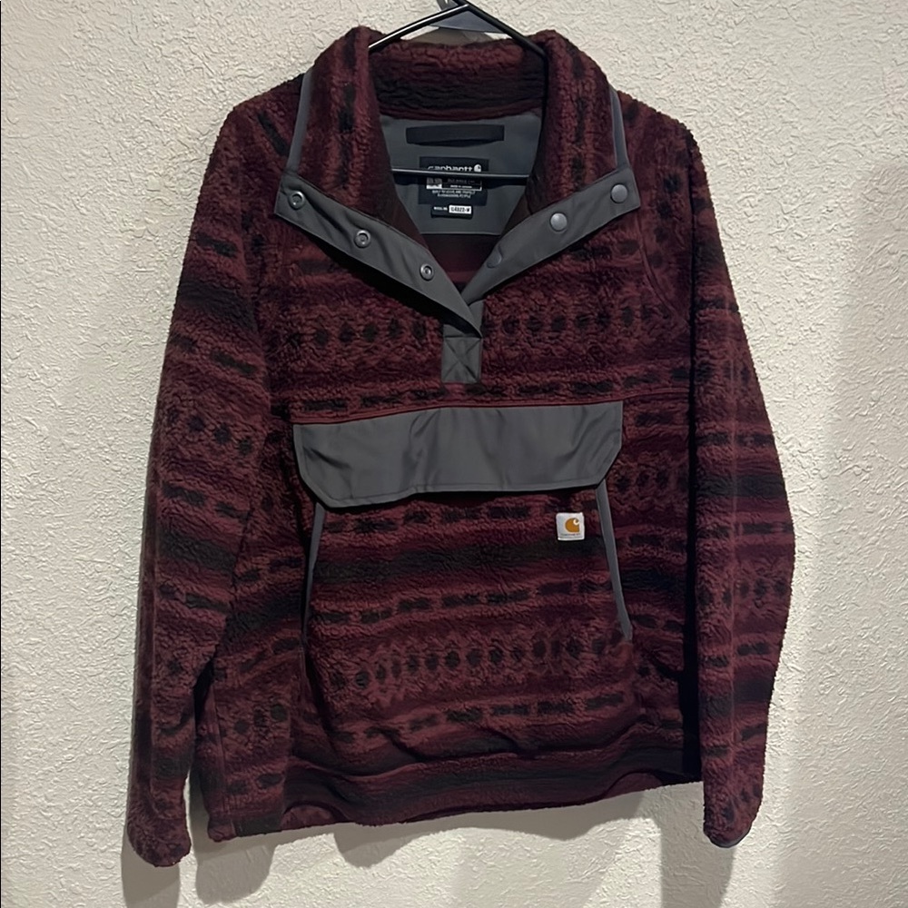 Carhartt Maroon and Charcoal Fleece Pullover